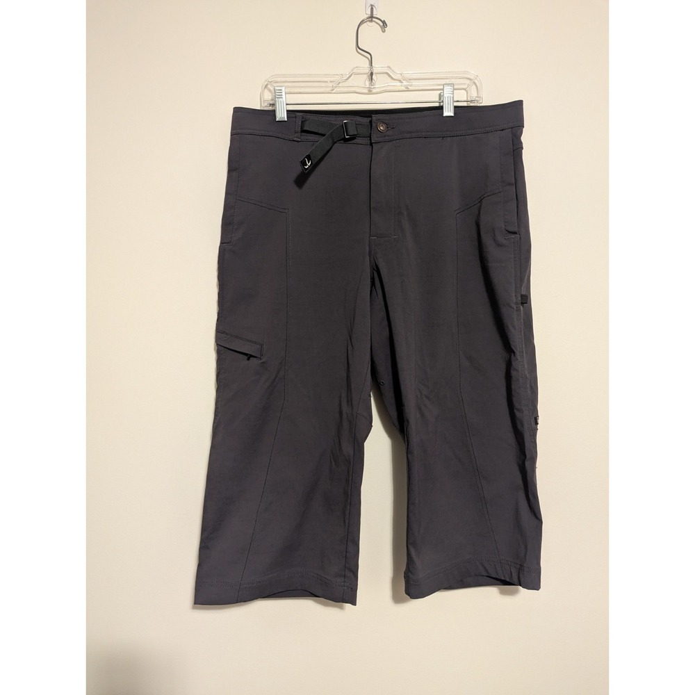 PrAna Breathe Long Cargo Shorts Belted Cropped Hiking Capri Gray Women's Large